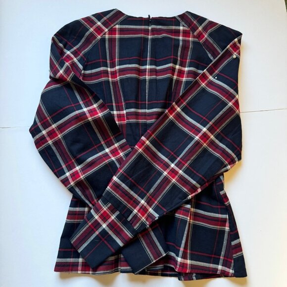 NWT H&M Beaded Flannel Blouse Long Sleeve Plaid Mod Holiday Shirt Top Sz 2 - Picture 12 of 12